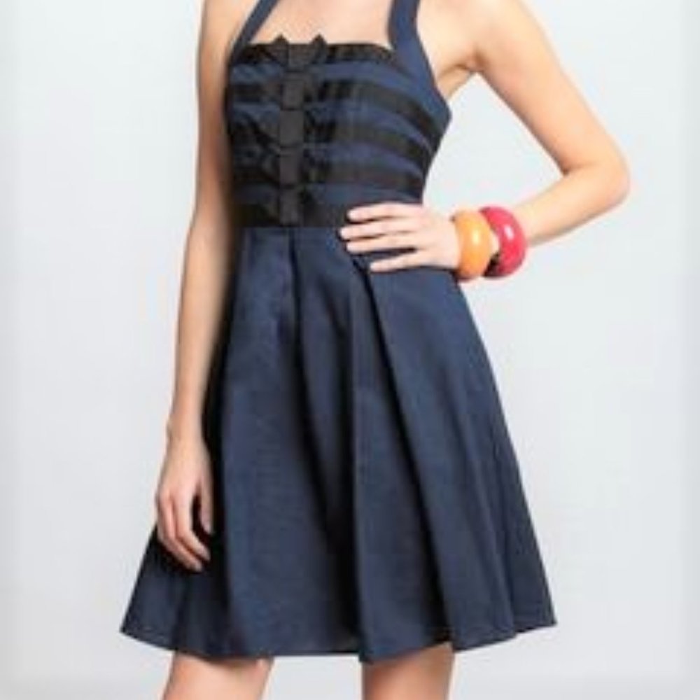 Jessica Simpson Navy/Black Bow Dress approx M/L